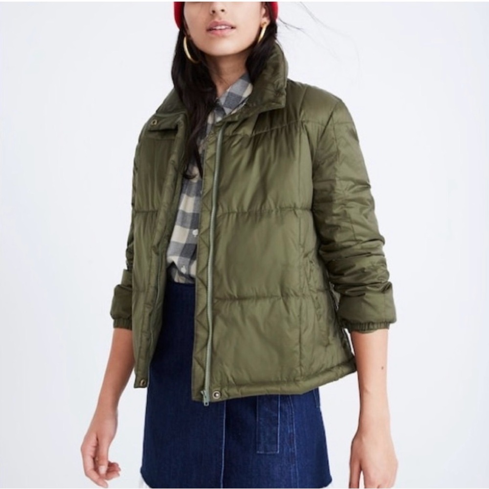 Madewell Women's Puffer Jacket olive green xxs